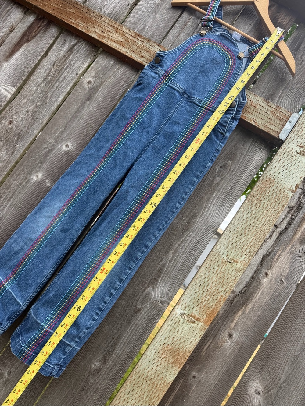 Hanna Andersson TALL DISCOUNT Blue Denim Overall Rainbow 8 9 10 Girl Teen Petite - Picture 5 of 9